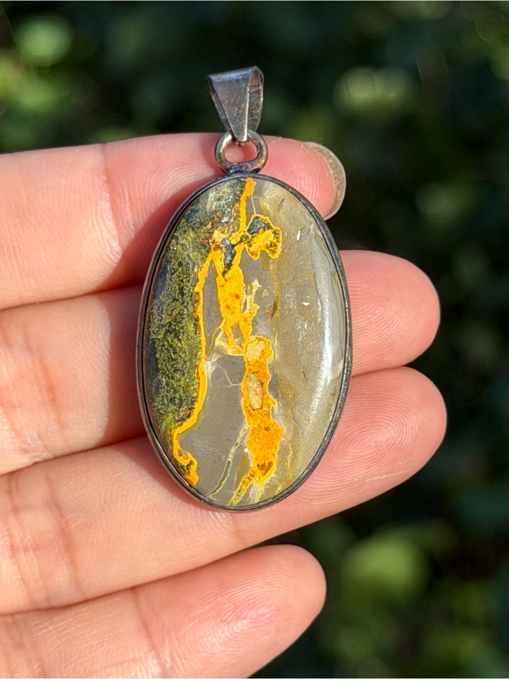 Handmade 925 Silver Plated Oval Bumblebee Jasper ZZPD00015